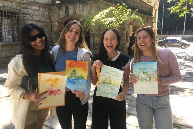 1-hour Watercolor Class with a View of Sugarloaf Mountain - A Watercolor Souvenir With a Sugarloaf Mountain View